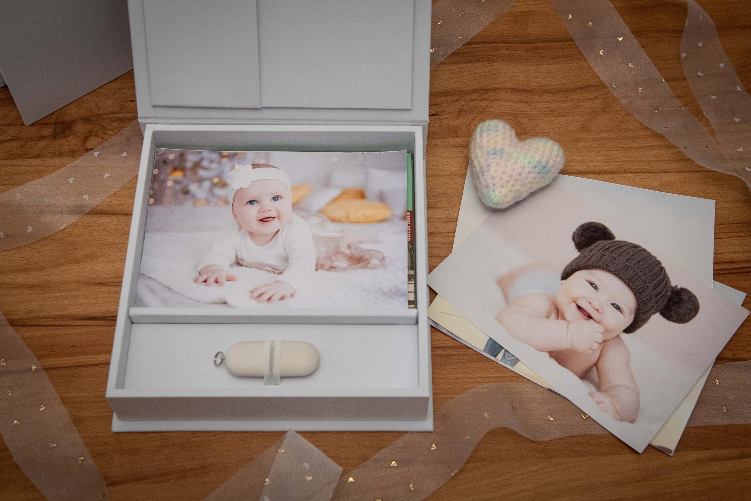 Scatola per foto di nozze con scomparto USB – Scatola ricordi per foto 13 x 18 cm, scatola portaoggetti in lino premium, confezione regalo per matrimoni, compleanni, feste di famiglia e momenti