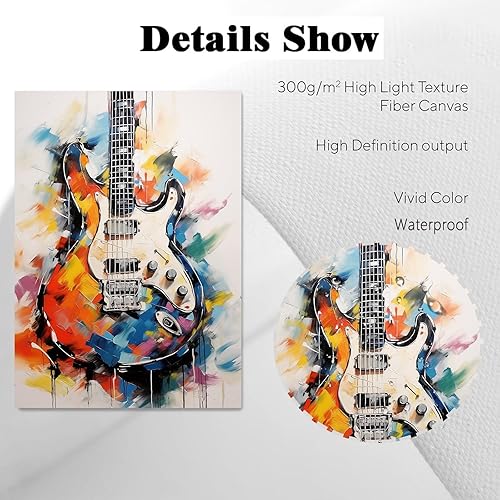 Miniatura 5 de Arte de pared de guitarra de graffiti, arte colorido de guitarra en acuarela, arte de graffiti, decoración de habitación, música estética, arte de