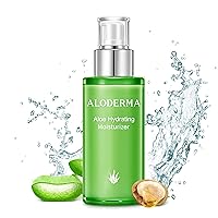 Vista 10 de Aloderma Hidratante facial iluminador con 75% de aloe vera orgánico – Loción facial de aloe natural para nutrir y restaurar el resplandor para piel