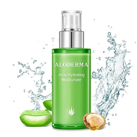 Aloderma Hydrating Facial Moisturizer made with 77% Organic Aloe Vera within 12 Hours of Harvest, Naturally Lock in Moisture with Aloe and Botanicals, Non-greasy, Non-Irritating, 100g (3.5oz)