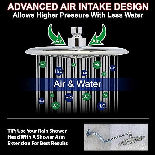 Miniatura 2 de Aqua Elegante cabezal de regadera de lujo de 9 pulg. La mejor regadera con caída de lluvia e inyección de aire