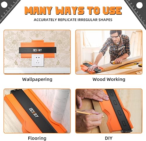 Miniatura 6 de Medidor de contorno (10 pulgadas), cerradura ajustable, herramientas y mejoras para el hogar, herramientas para carpintería, herramienta de