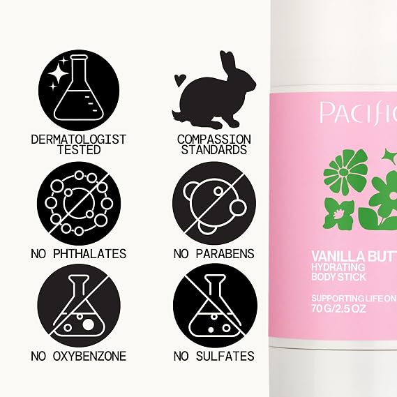 Pacifica Vanilla Butter Moisturizing Balm Stick Solid Body Lotion for Instant Dry Skin Relief Moisture Balm, Shea Butter & Vanilla Formula Vegan & Cruelty-Free Clean Skincare 2.5 oz