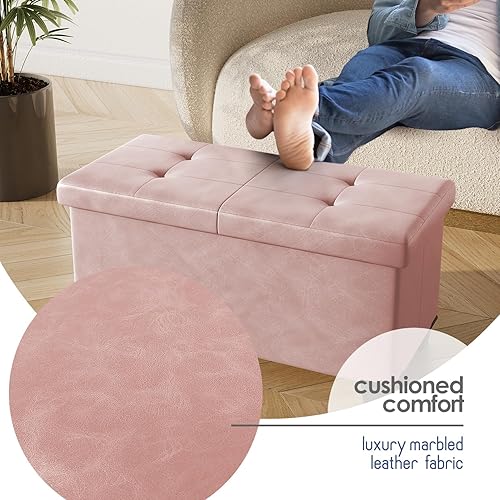 Miniatura 412 de Otomana plegable para dormitorio o sala de estar, con contenedores de almacenamiento, reposapiés para el extremo de la cama, soporta hasta 660 lb,