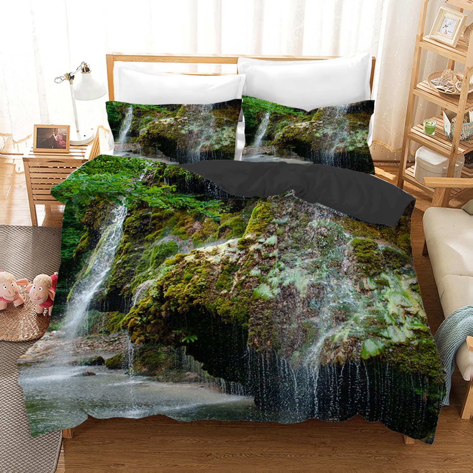 Parure de lit 90x190 enfant verte avec housse de couette en microfibre 110g et taie d'oreiller
