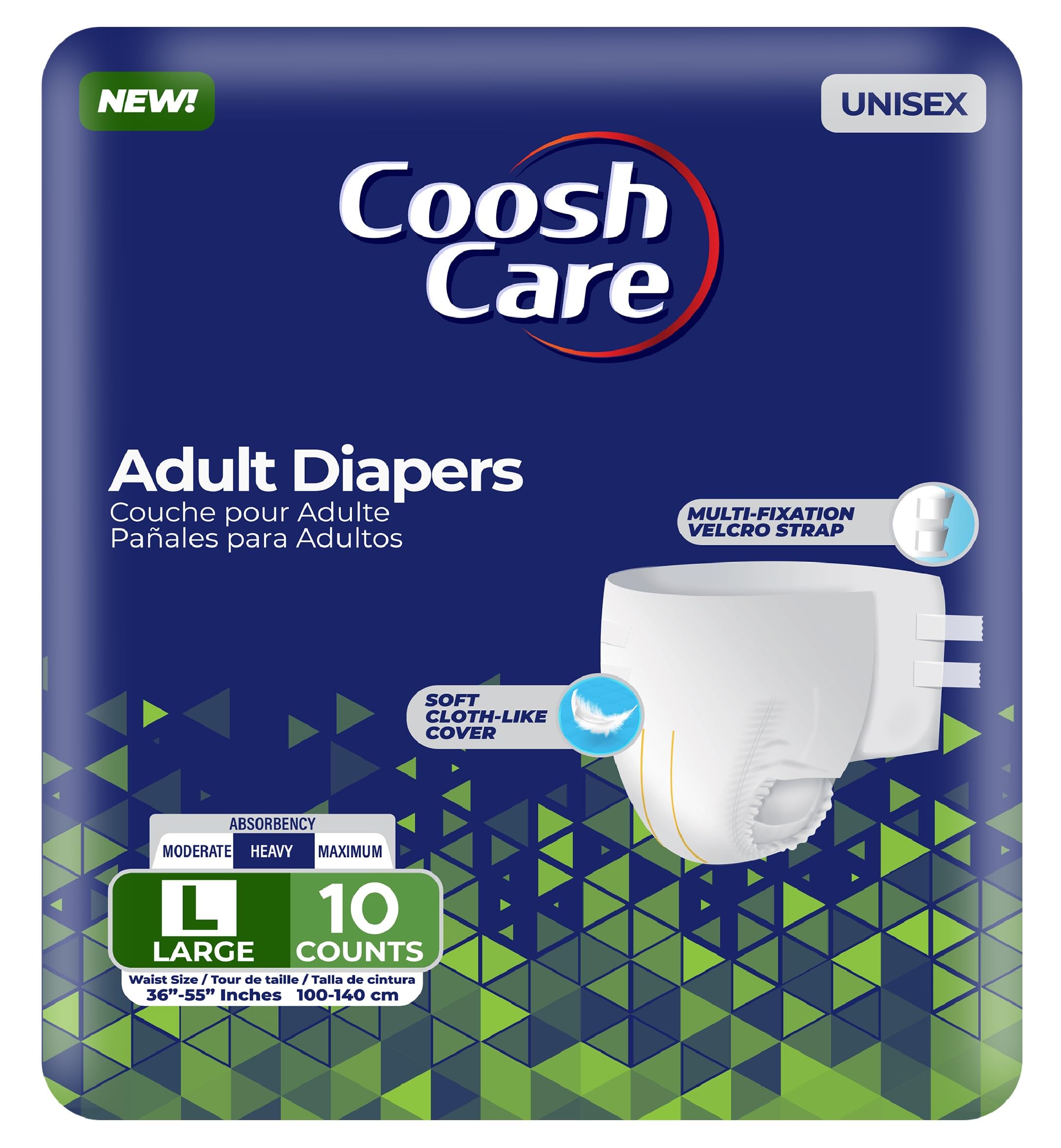 Adult Diapers with Maximum Absorbency – Comfortable, Leak-Proof, | Disposable Diapers for Unisex – Odor Control, Overnight Protection, (Large) Bulk Buy (Large, 10, Count)