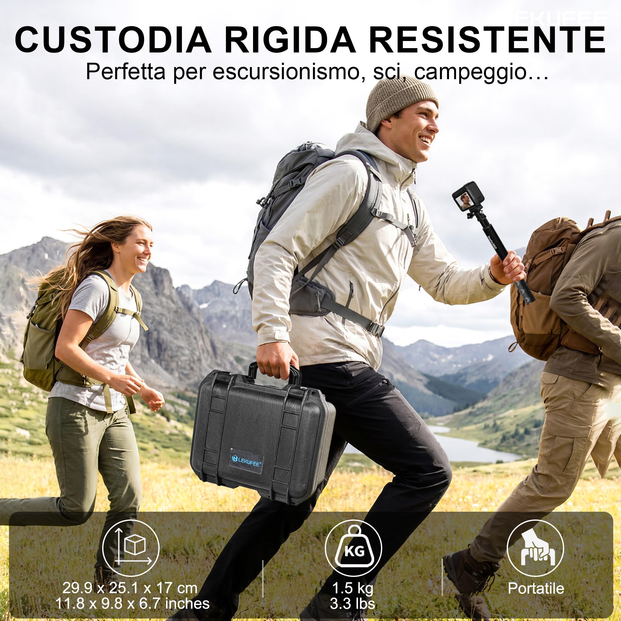 LEKUFEE Custodia Rigida Impermeabile per Insta360 Ace Pro 2/Insta360 Ace Pro/Insta360 Ace/Camera d'azione impermeabile e altri accessori (solo Valigia)