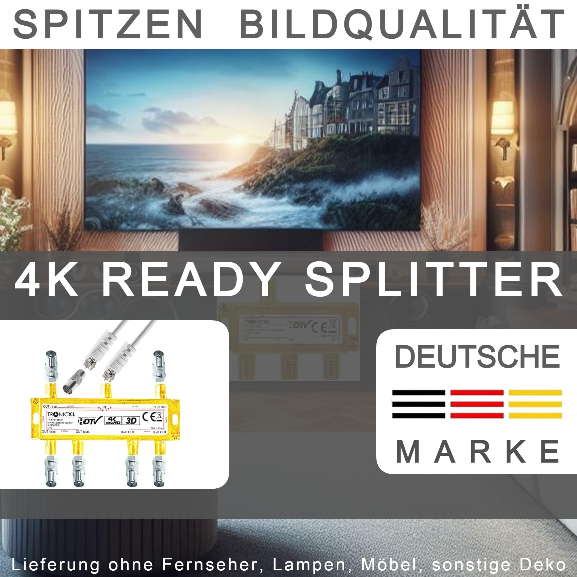 TronicXL 6-voudige verdeler premium tv-kabeladapter