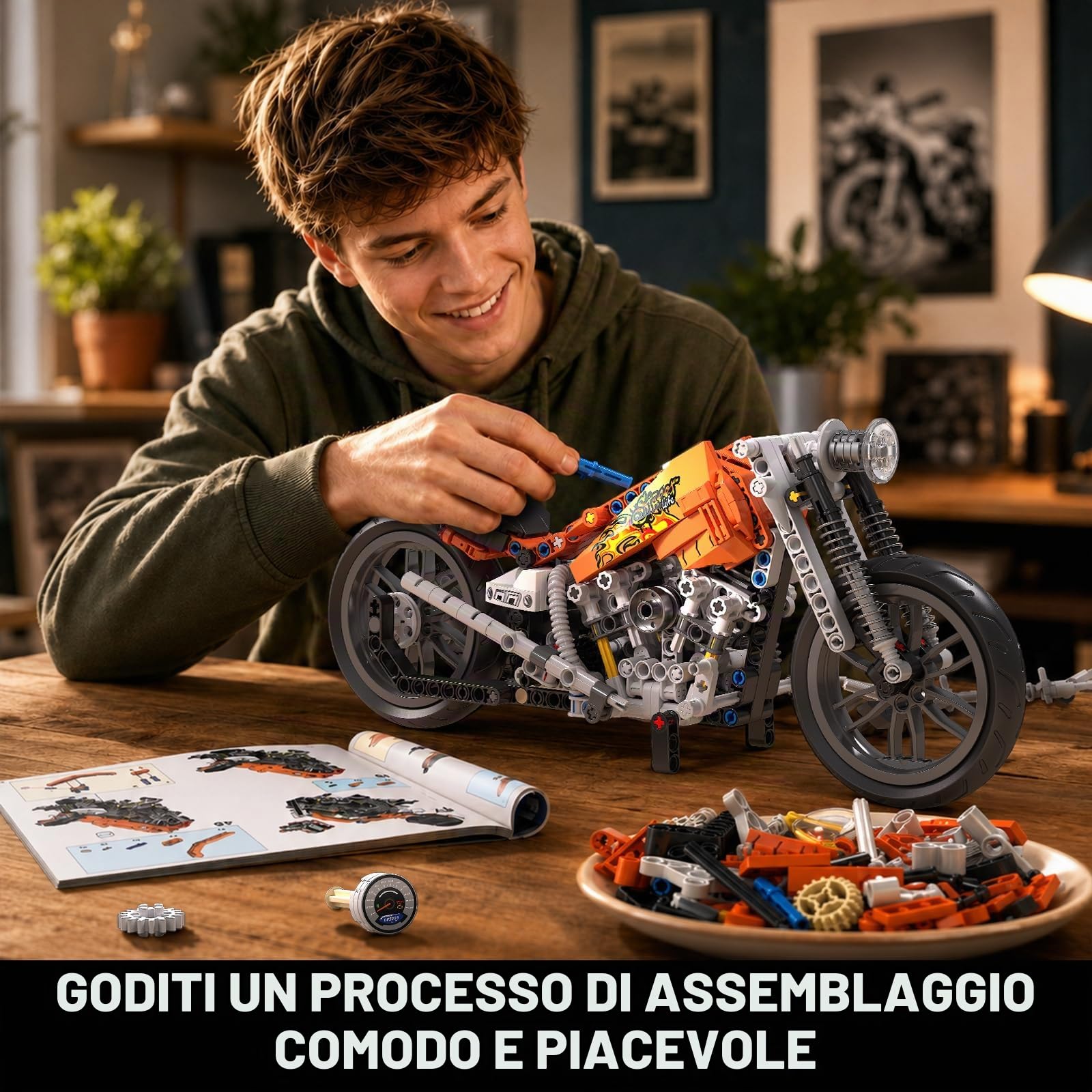 TYCOLE Moto Fiamma in Mattoncini, Set da Costruzione, Modello da Collezione