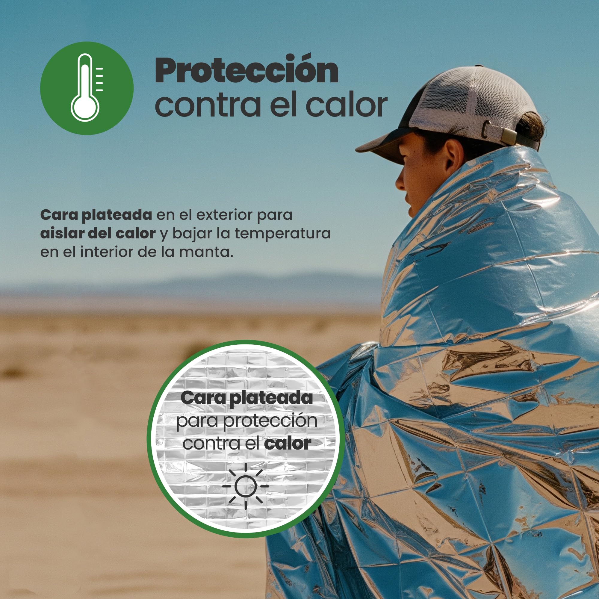 Mantas Térmicas de Emergencia 160x210 cm Doble Cara Dorado/Plateado Ultraligeras 10 Unidades