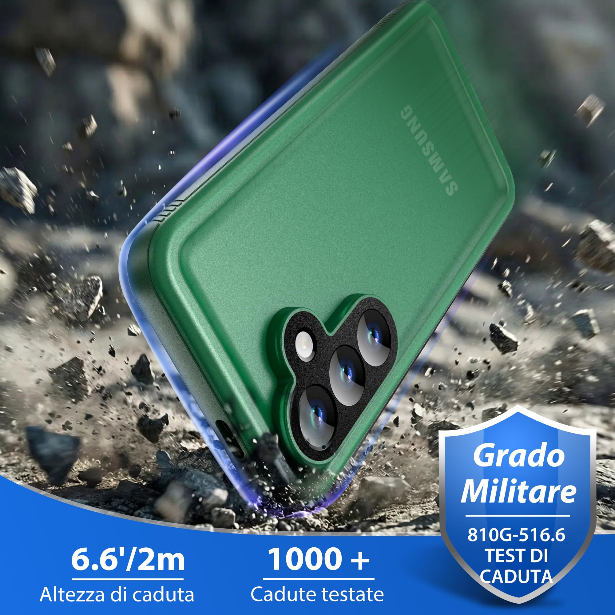 SPORTLINK Cover per Samsung Galaxy S26 Impermeabile Antiurto, Verde | 360 Gradi Full Body Armor Militare Protettiva Custodia Antipolvere Subacquea IP68 con Fotocamera/Schermo Doppia Protezione