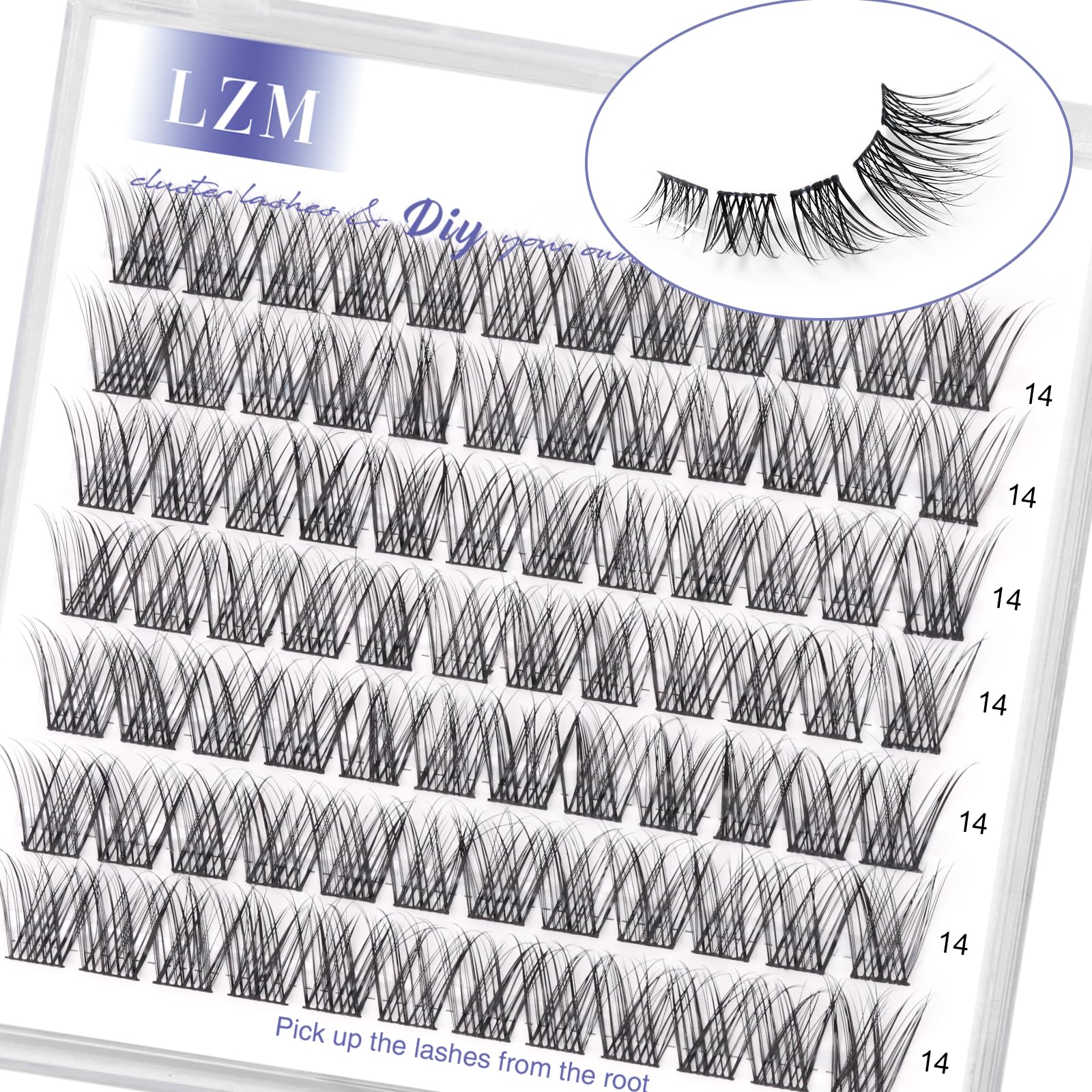 LZM Fake Lashes Wimpern 14mm C Curl Künstliche Wimpern Natürlicher Look Weich DIY Cluster Einzelne (Moon-14mm)