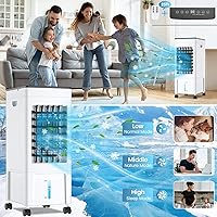 Vista 4 de Aire acondicionado portátil, enfriador de aire evaporativo 3 en 1 tanque de agua de 2 galones, aire acondicionado portátil de volumen de aire ultra