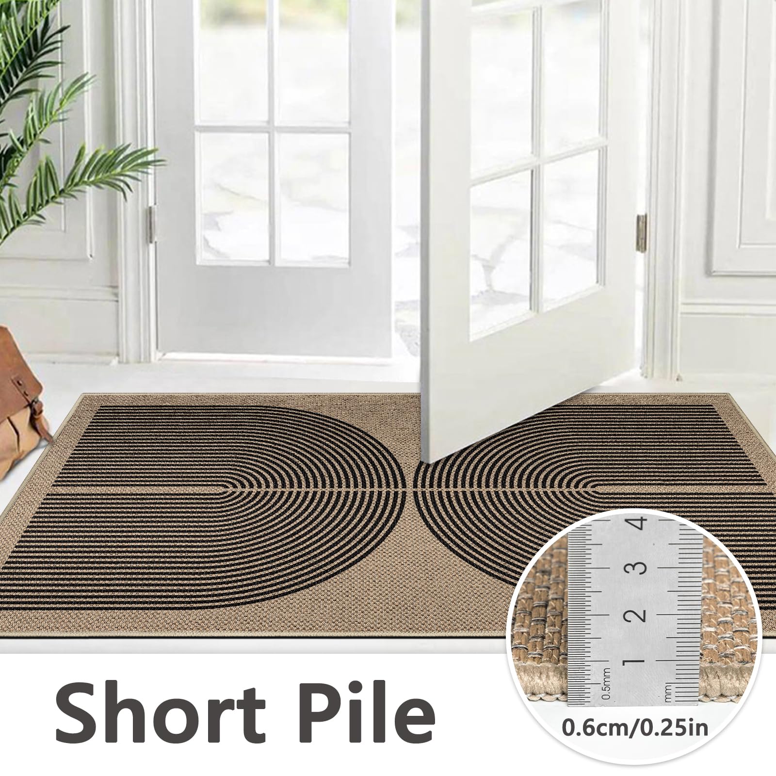 Capslpad Alfombra de pasillo para entrada, 80 x 150 cm, antideslizante, lavable, aspecto de yute, alfombra de cocina, alfombra duradera de fibra natural para sala de estar, dormitorio, balcón, pasillo