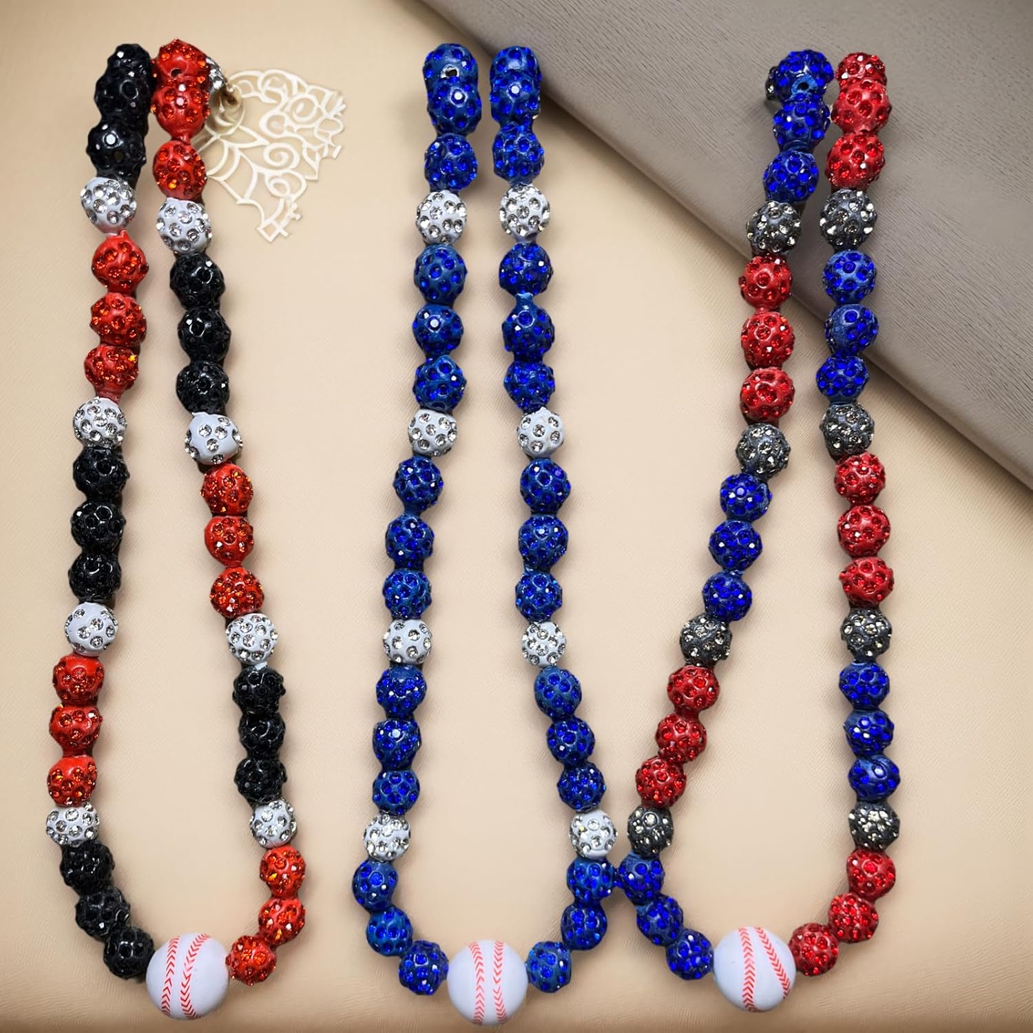 Baseball Necklace for Men & Women, Sparkle Pollyanna Bling Rhinestone Ice Necklace in Team Colors of a Popular Philadelphia Baseball Team (21 inch) - Image 4