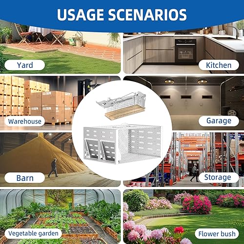 Miniatura 3 de Paquete de 5 jaulas de trampa para ratas humanas que no matan, trampas para ratas vivas, atrapan y liberan, trampa viva para ratones de ardilla,