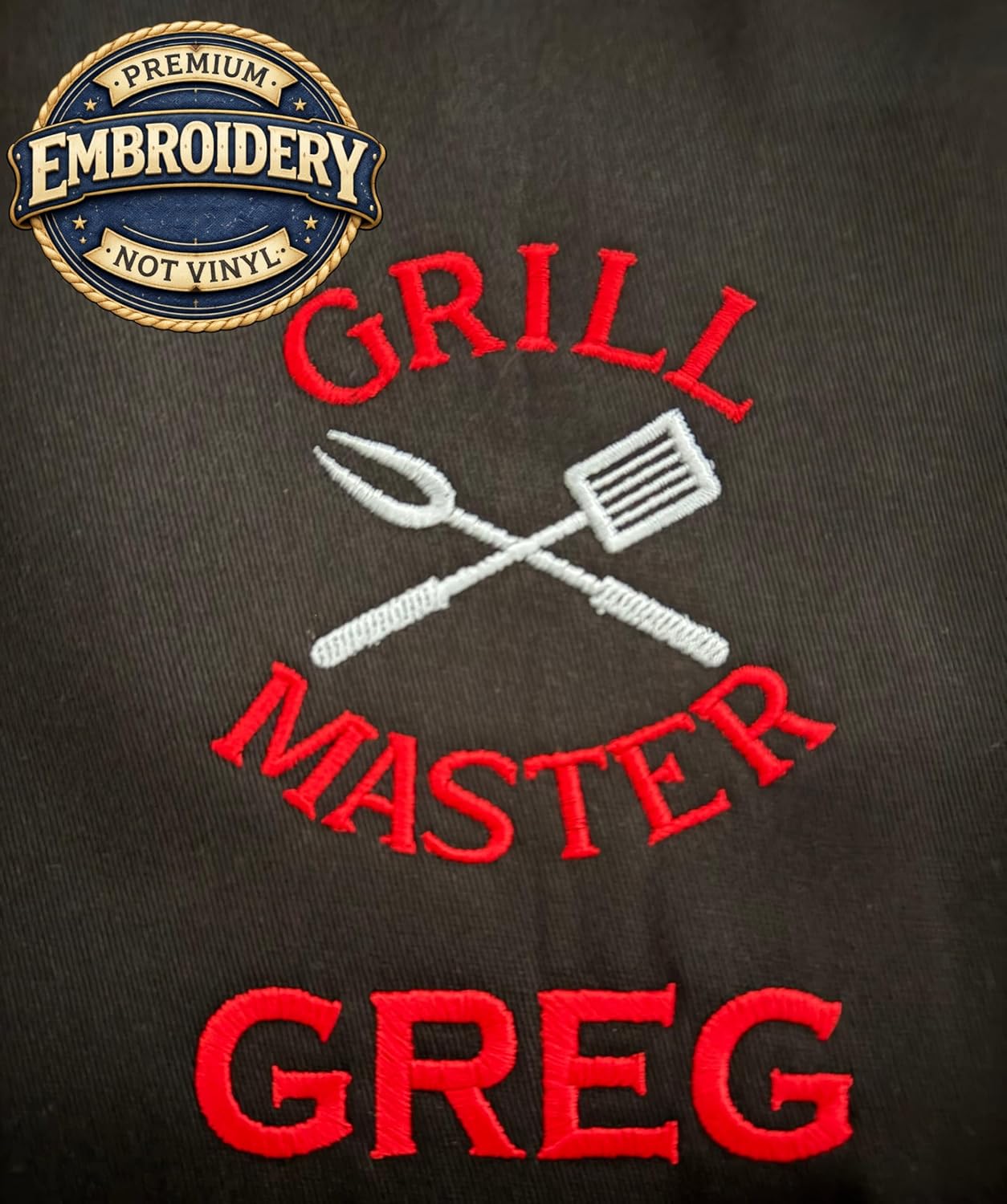 Personalized BBQ Apron with Name – Custom Embroidered Grill Apron for Men – Grill Master Gift for Dad