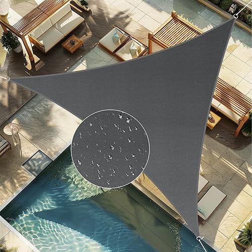 Neween Toldo parasol triangular de 9.8 x 9.8 x 9.8 pies, impermeable, con bloqueo UV, toldo para pérgola, para patio, jardín, playa, porche,