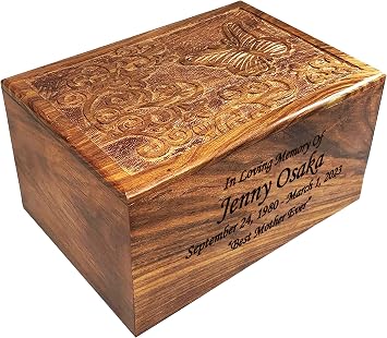 Butterfly Urn for Human Ashes, Personalized Large Size Wooden Cremation Urn with Custom Engraving