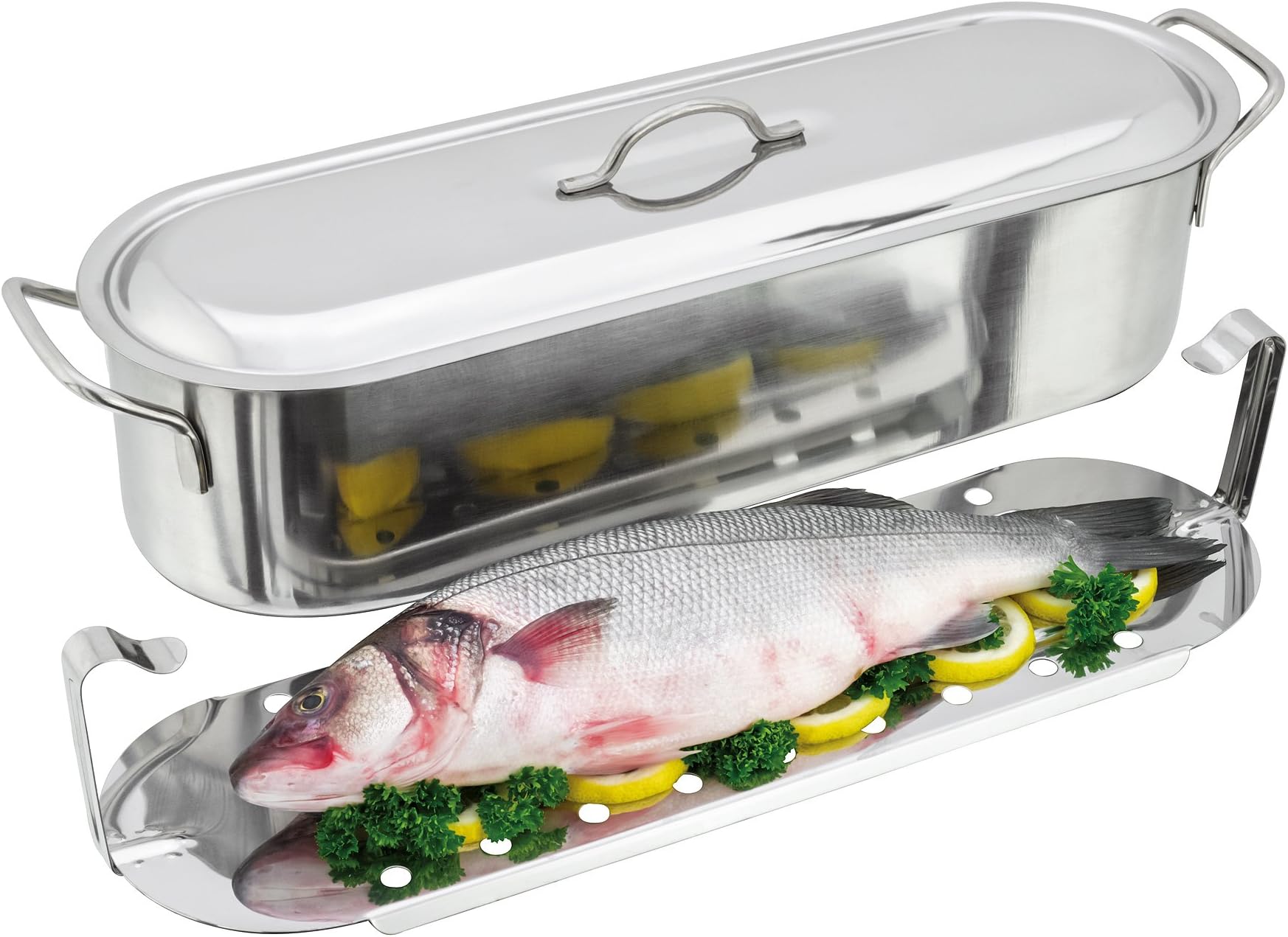 Judge Fish Poacher 45 cm, 7.3 L, Stainless Steel Silver, 45cm, 7.3l ...