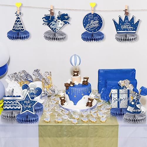 Miniatura 6 de 9 piezas de decoración de panal de abeja de feliz cumpleaños, centros de mesa de cumpleaños con temática de cumpleaños, centros de mesa de