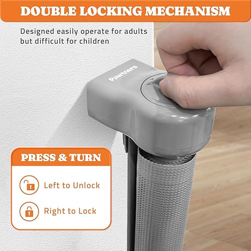 Miniatura 5 de Puertas retráctiles mejoradas para bebés de 71 pulgadas con tiras reforzadas, puerta retráctil de 41 pulgadas de alto para interiores para bebés y