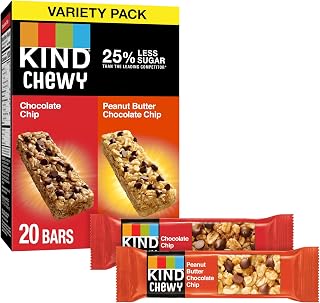 KIND Chewy Granola Bars Variety Pack: Chocolate Chip & Peanut Butter Chocolate Chip, Gluten Free, 100 Calorie Whole Grain Snacks, 20 Count