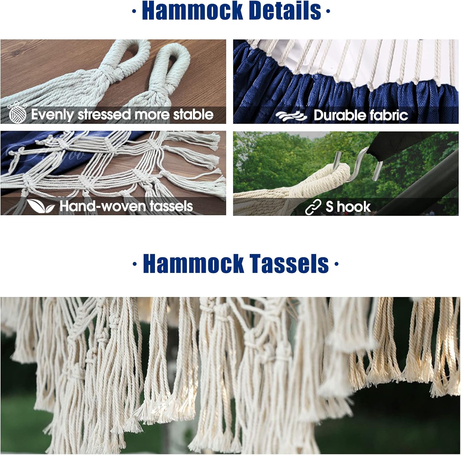 Ambiance extérieure avec hamac pampilles blanc