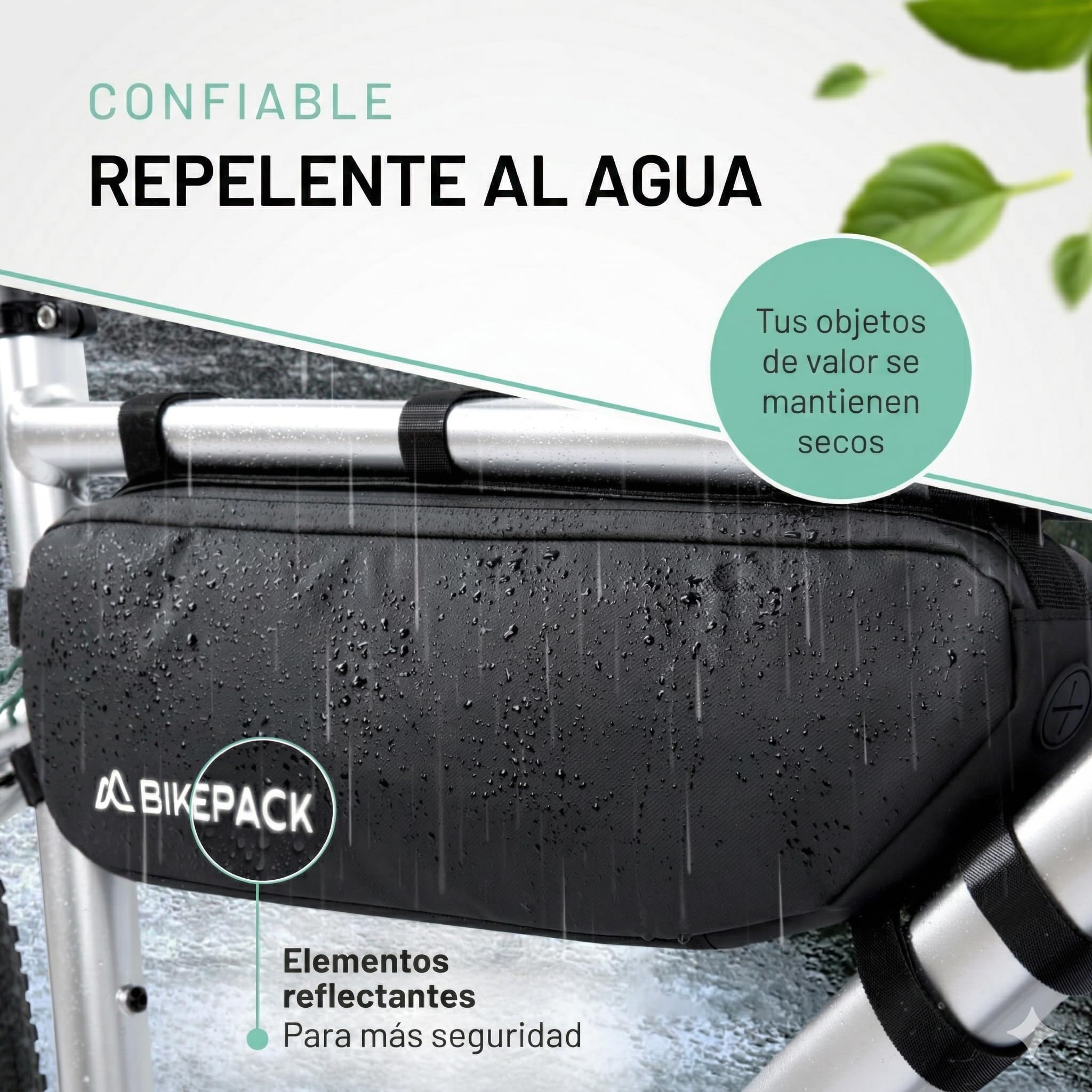BIKEPACK Bolsa Cuadro Bicicleta 1,5L - Bikepacking Gravel Carretera MTB | Bolsa triangular con salida de cable y bolsillo para móvil, tejido repelente al agua, montaje fácil, accesorio ciclismo
