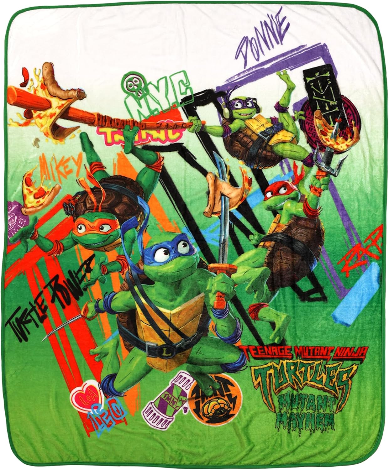 Teenage Mutant Ninja Turtles Kids Fleece Blanket EXPRESSIONS Throw for