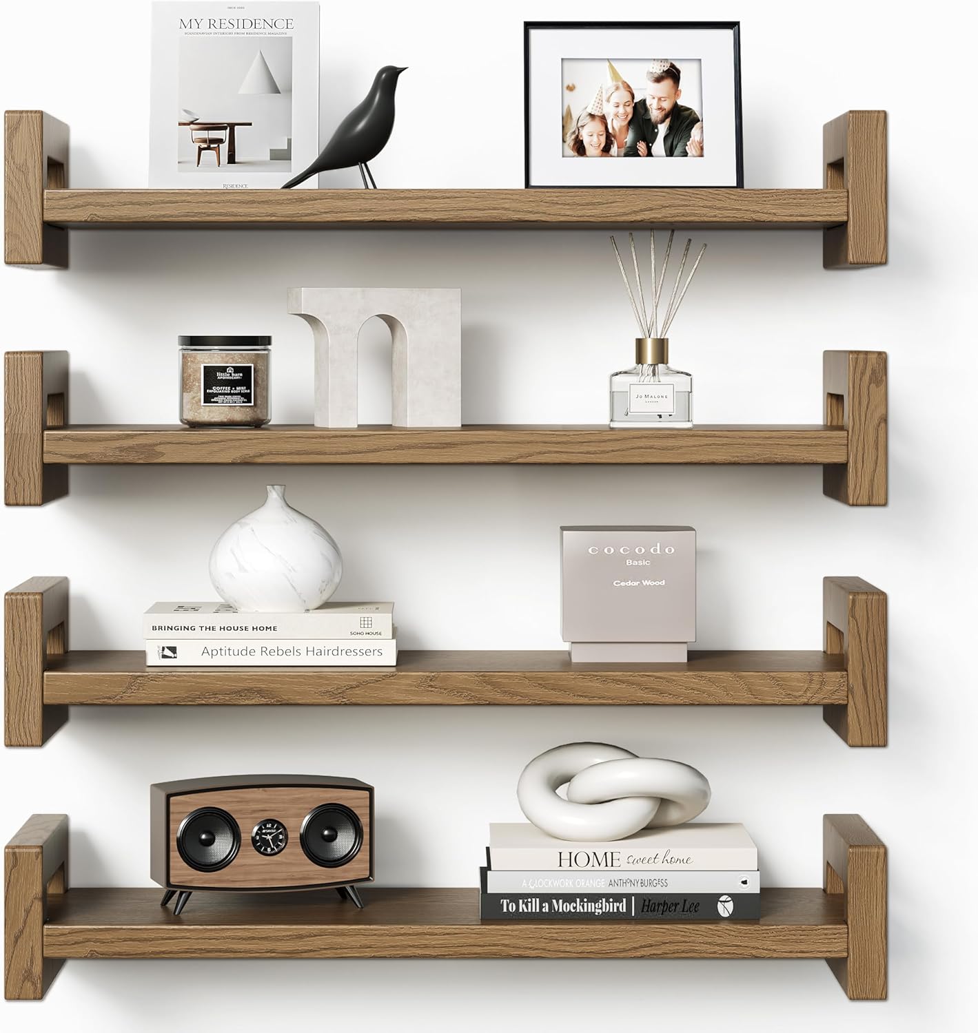 Vailando Floating Shelves for Wall, Set of 4 Solid Wood Wall Mounted Shelves, 16″ Rustic Walnut Display Shelf for Bedroom, Living Room, Bathroom, Kitchen – Strong Load Capacity & Natural Pine Vailando Floating Shelves for Wall, Set of 4 Solid Wood Wall Mounted Shelves, 16″ Rustic Walnut Display Shelf for Bedroom, Living Room, Bathroom, Kitchen – Strong Load Capacity & Natural Pine