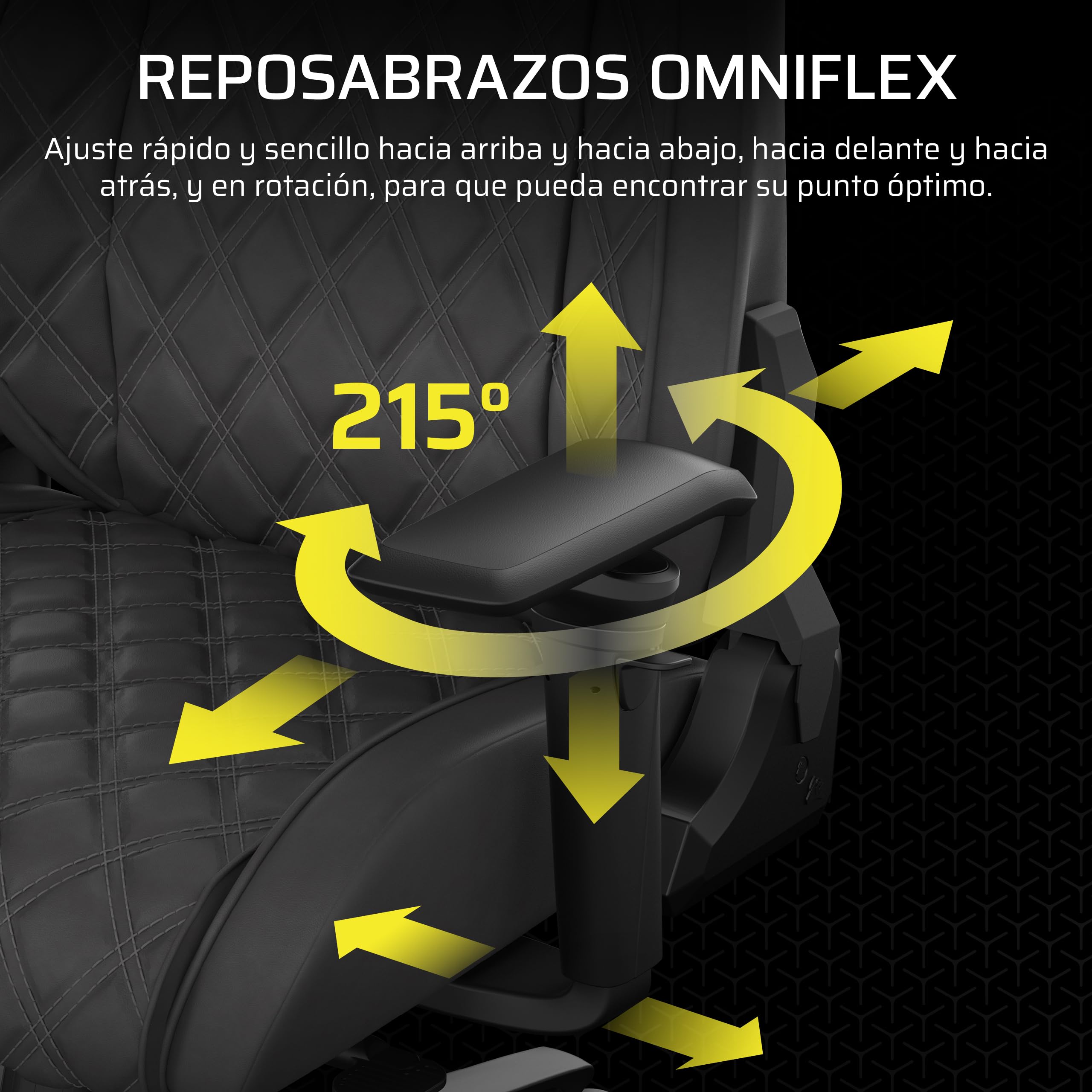 Corsair TC500 Luxe Silla para Juegos – Tejido Transpirable Premium – Asientos Anchos – Reposabrazos Ajustables en 5 Direcciones – Soporte Lumbar Ajustable – Reclinable 90-135° – Sombra