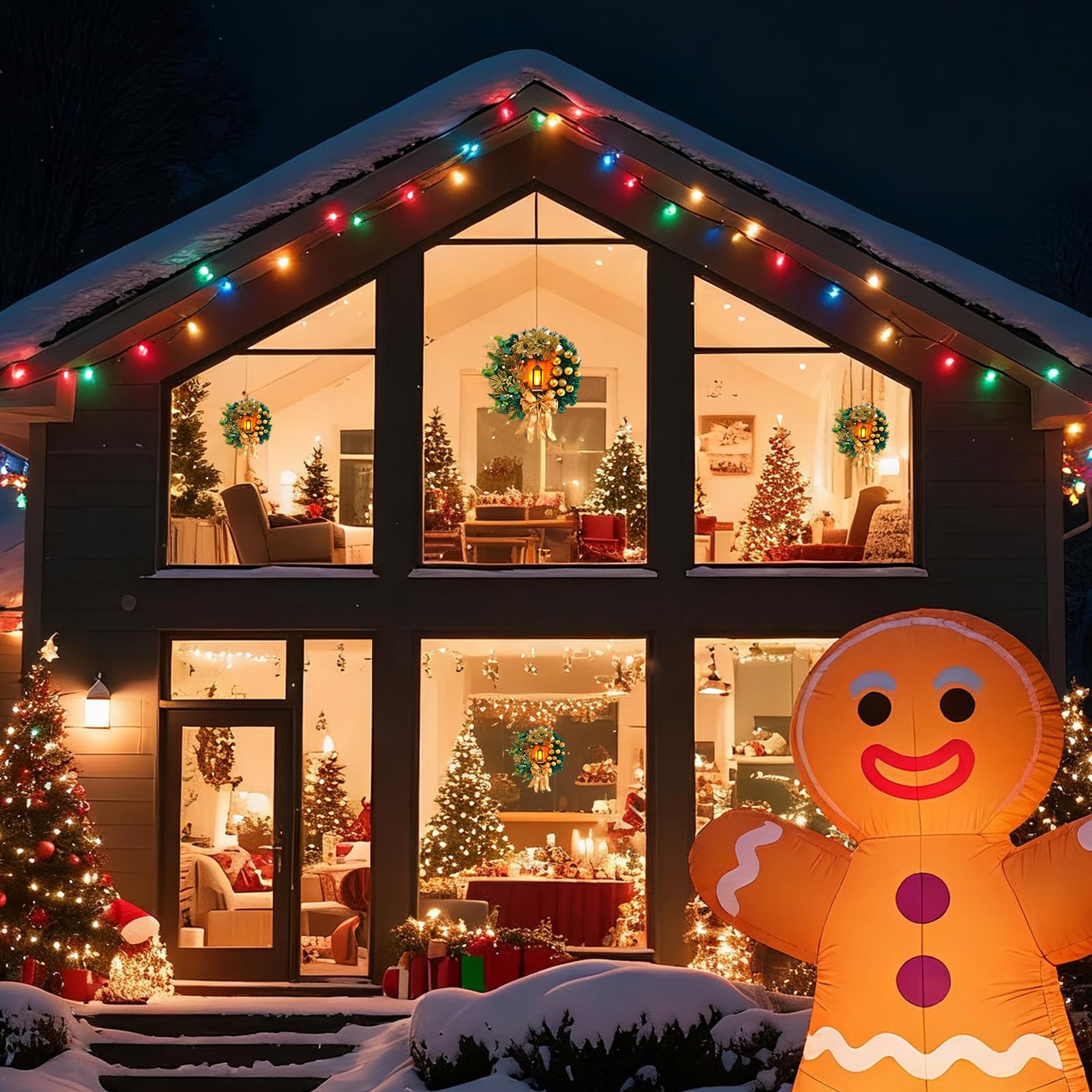 Weihnachtskranz Für Die Tür Mit Lichtern Weihnachtskranz Mit Künstlicher