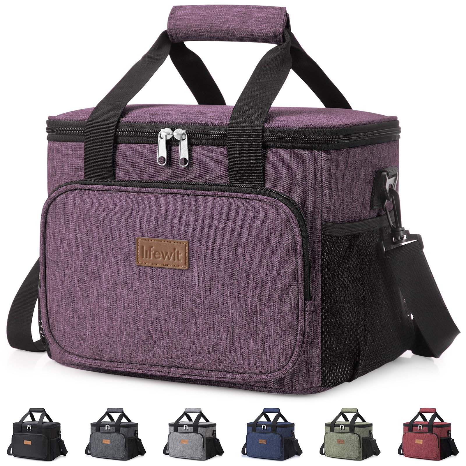 Lifewit Large Lunch Bag, Insulated Lunch Box, Soft Cooler Cooling Tote for Adult Men Women, Purple 24-Can (15L)