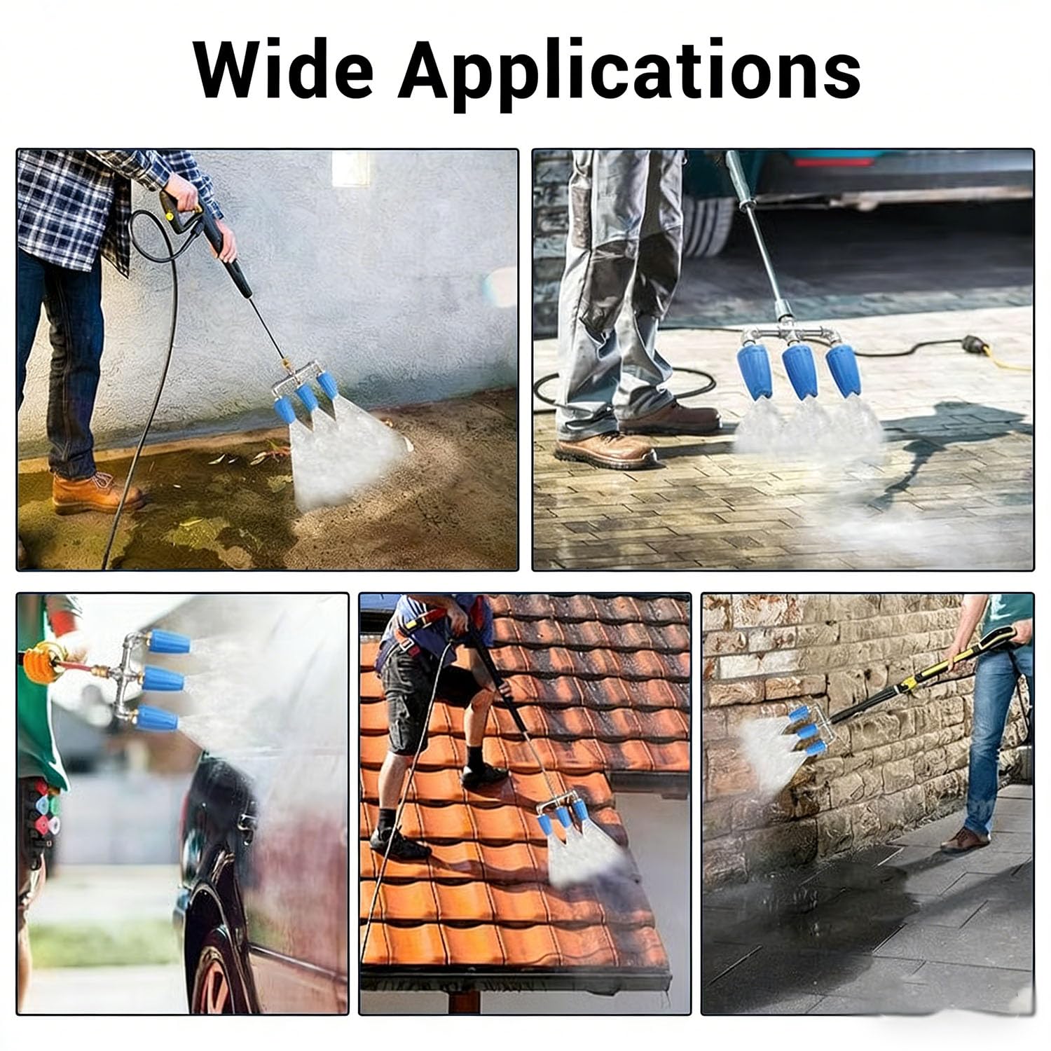 Hidrolavadora a presión de triple boquilla, triple boquilla con conector rápido de 1/4 pulgadas, boquilla turbo de 360°, 4-6 GPM, 4000 psi máximo, limpieza de alta presión de patios, pasarelas
