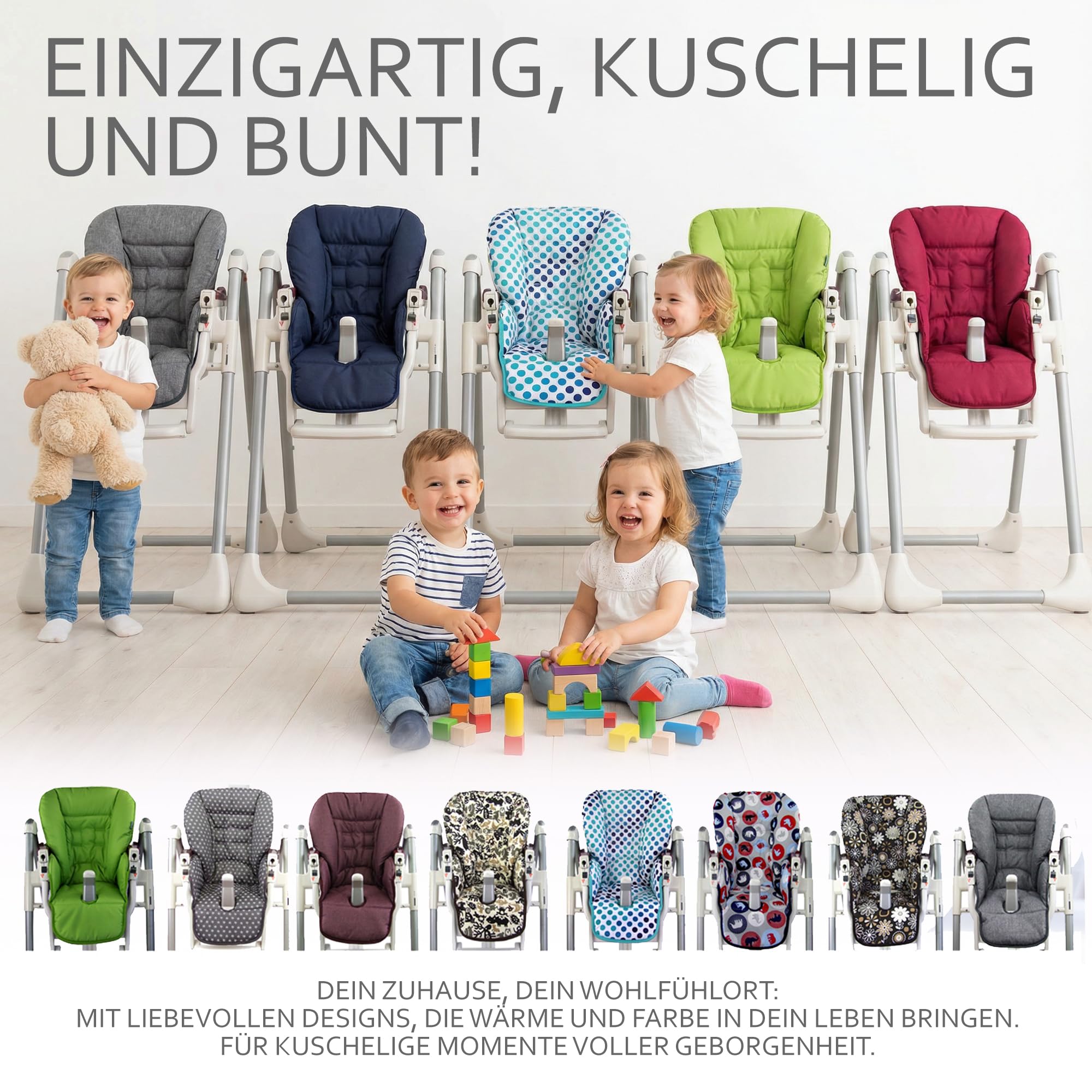 BAMBINIWELT Poszewka na poduszkę do siedzenia, kompatybilna z Peg Perego Prima Pappa Diner, Meliert (ciemnoszary melanż)