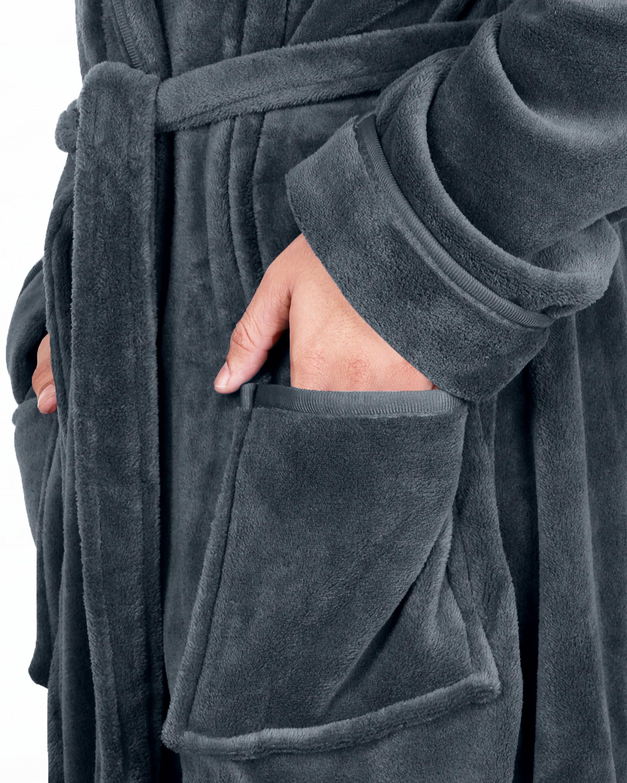NY Threads Bata de hombre con cuello chal, ropa de dormir suave