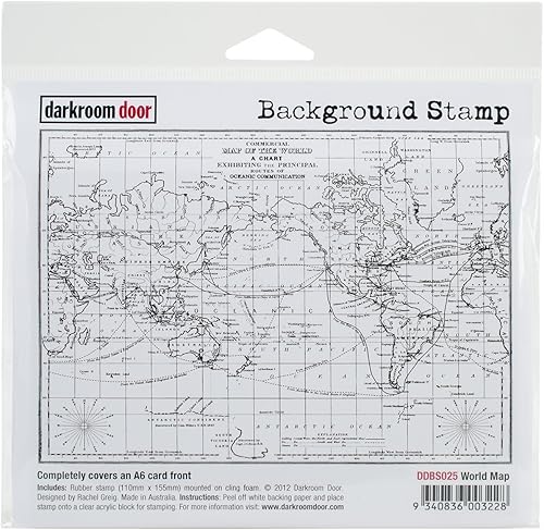 Darkroom - Sello para puerta (1.6 x 2.4in), diseño de mapa del mundo