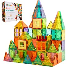 OugerToy 64 PCS Magnetic Building Tiles for Kids Ages 3-9 
