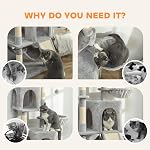 PawHut Large Cat Tree, 70" Multi-Level Cat Tower for Indoor with 2 Condos, 2 Plush Top Perches, Hammock, Platforms, Toy Balls, Sisal Scratching Posts and Board, Light Grey