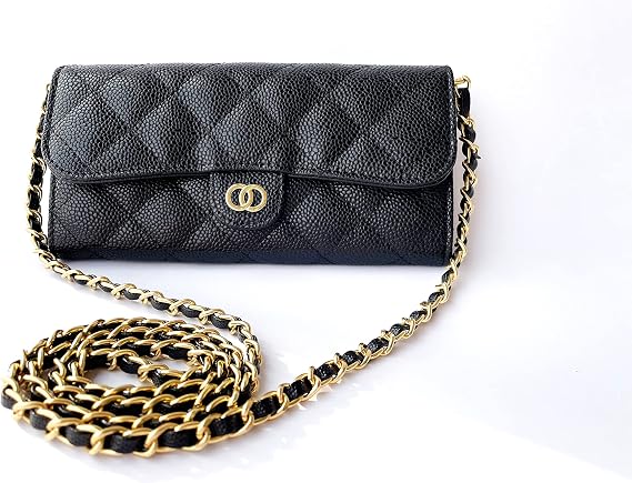 Caviar leather Purse Chain Strap Slim Wide 8mm Length 48.4inch Replacement crossbody chain strap for small handbag