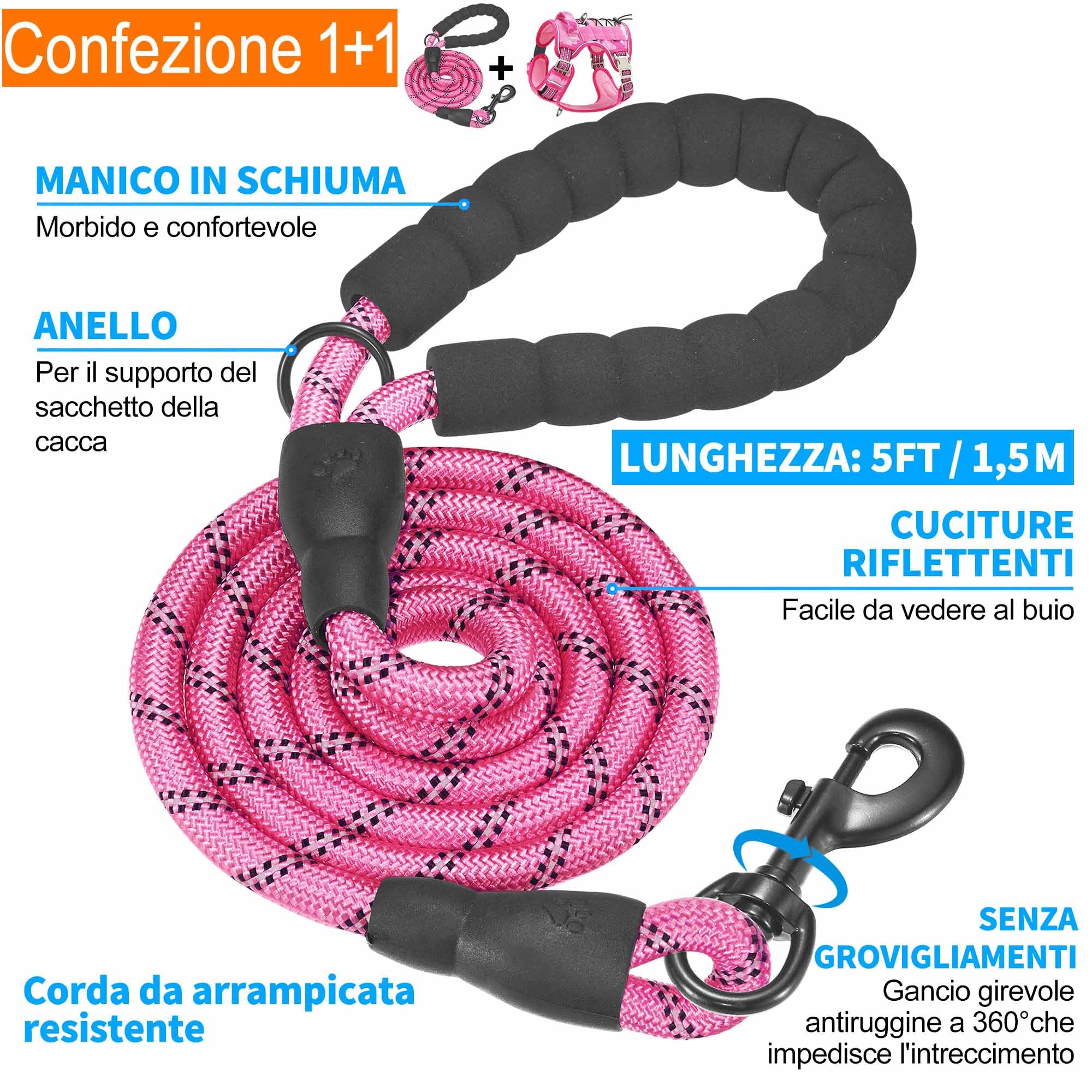 Haapaw Imbracatura tattica Heavy Duty per cani di grandi dimensioni senza tirare Imbracatura da addestramento riflettente facile controllo Militare Imbracatura per cani XL Camouflage Rosa
