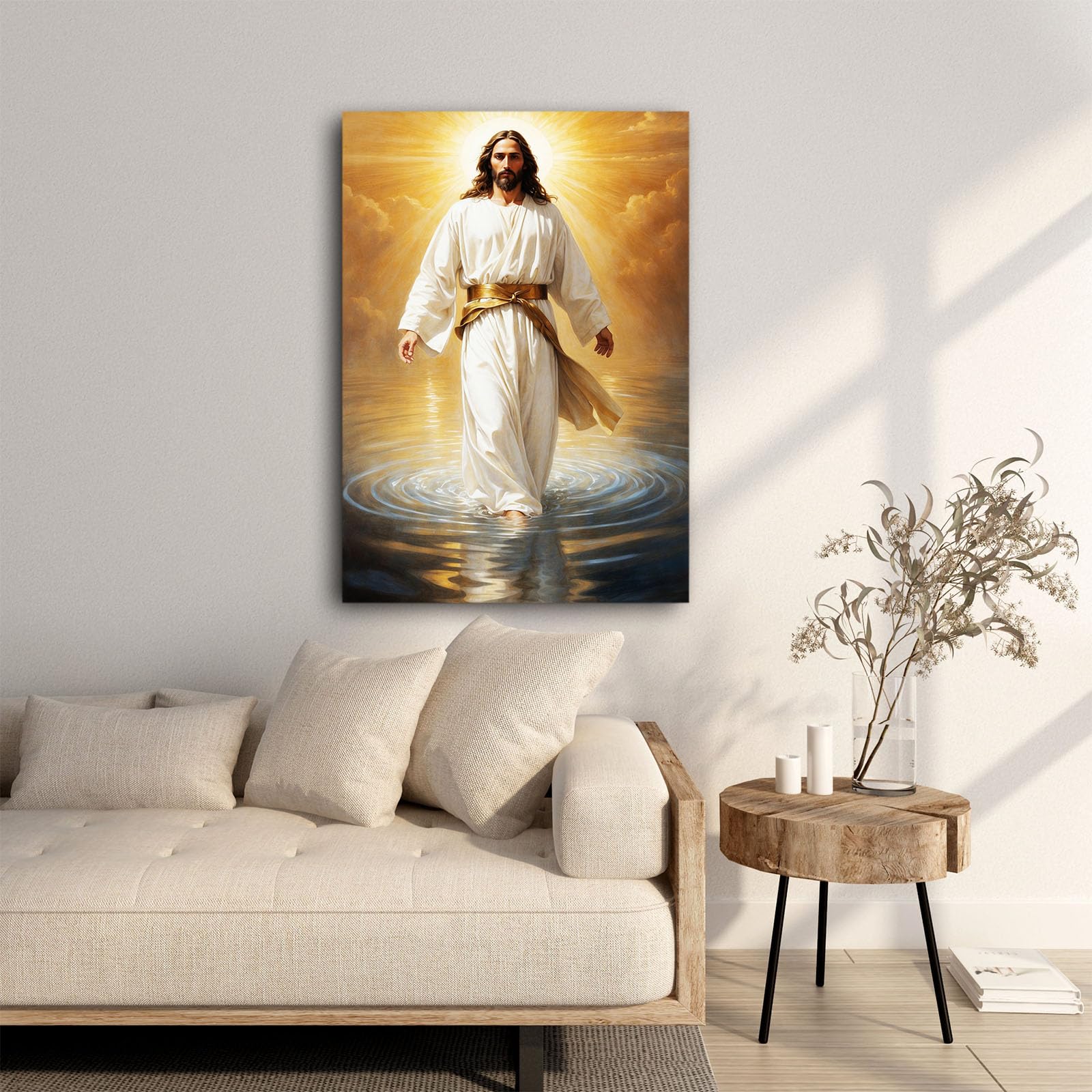 Jesus Christ Wall Art Poster, Miracle of Jesus walking on water