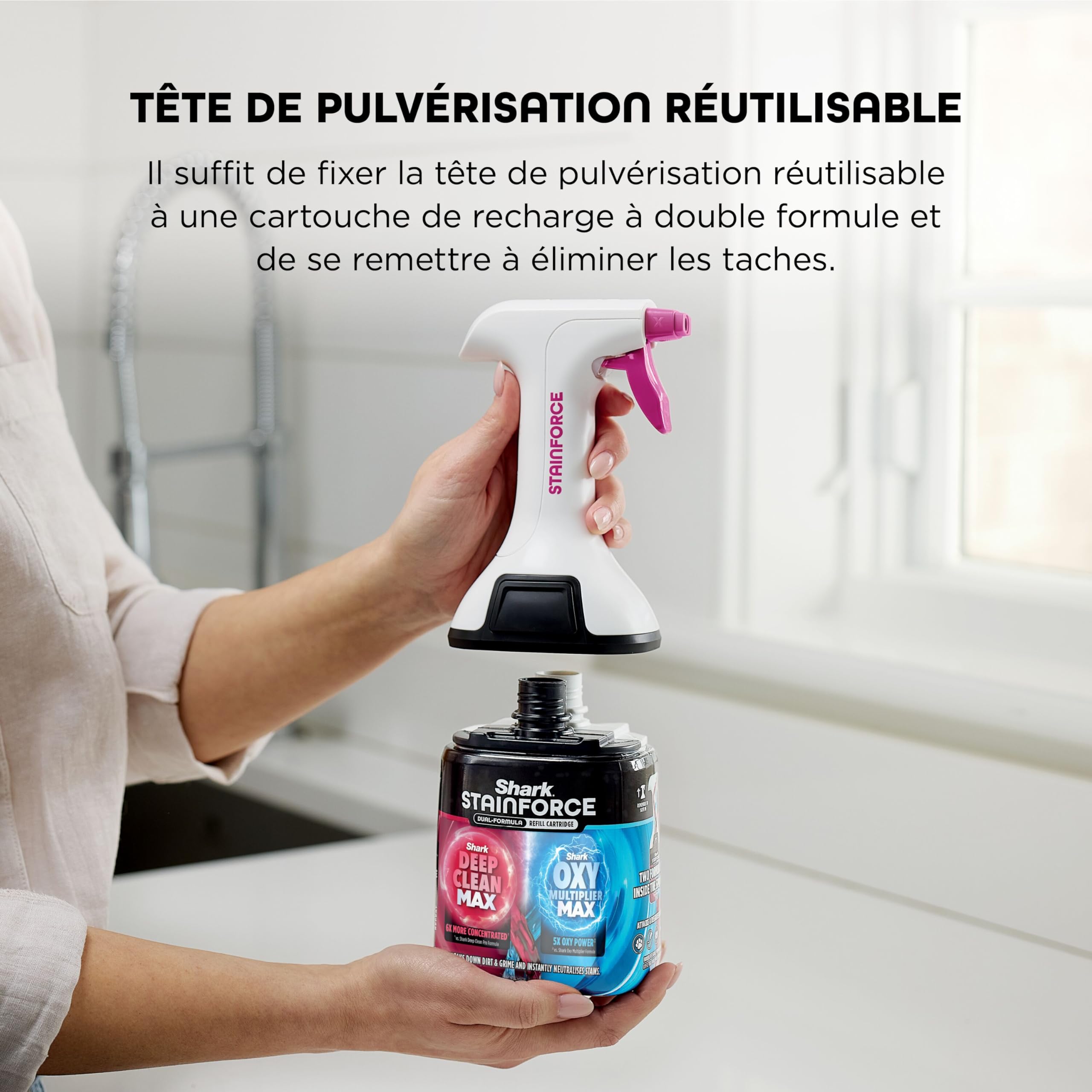 Shark StainForce – Recharge détachante de solution à double formule, lot de 2, pour lutter contre les taches tenaces et éliminer instantanément les odeurs, 2 x 500 ml, XSKBDHXCM500EU