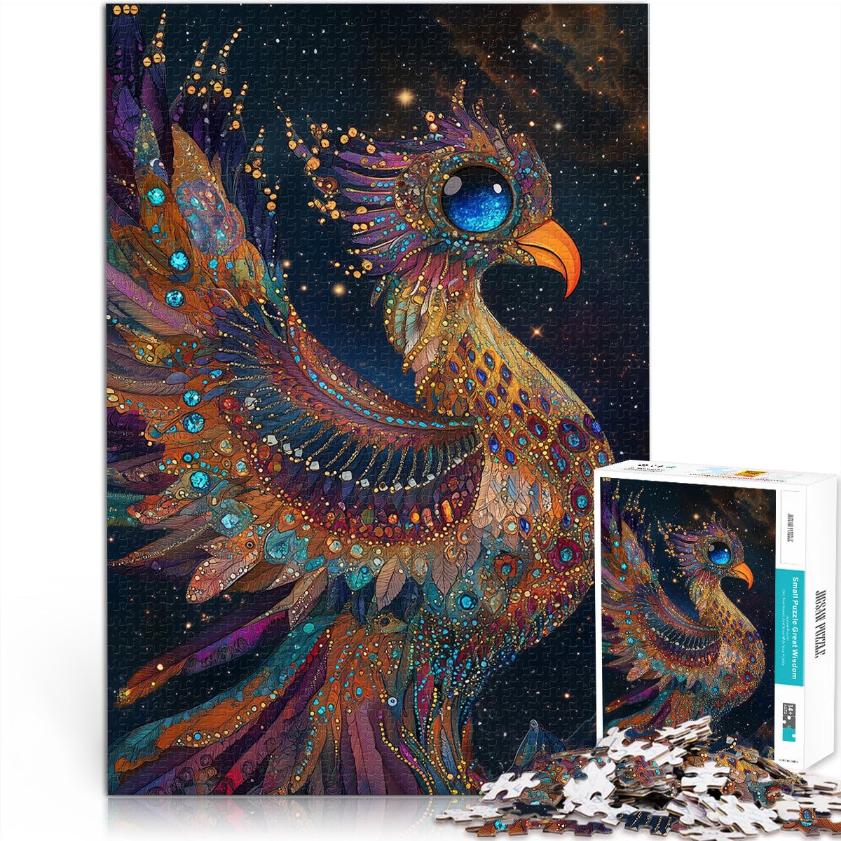 1000 Piece Jigsaws for Adults Puzzle Crystal Phoenix Herausforderndes Spielspielzeug Verbessern Sie das Gedächtnis38x26cm