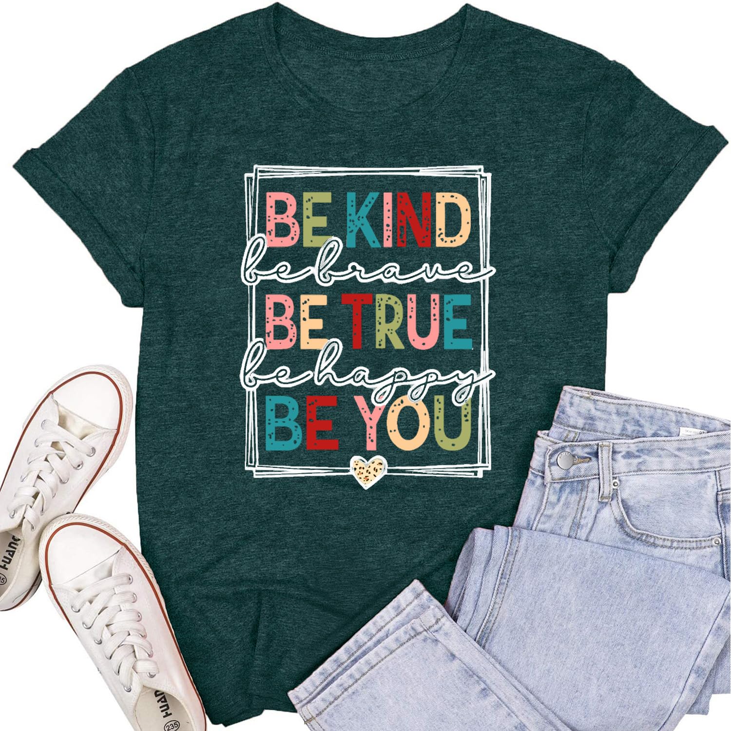 SUWATOIN Womens Be Kind Shirts Kindness T-Shirt Be True Be You Be Brave Be Happy Tee Inspirational Gifts Top
