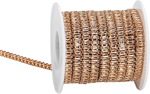 KAOYOO 1 yarda de diamantes de imitación rectangulares de circón con cadena de cierre para manualidades de costura, decoración de bricolaje (cristal