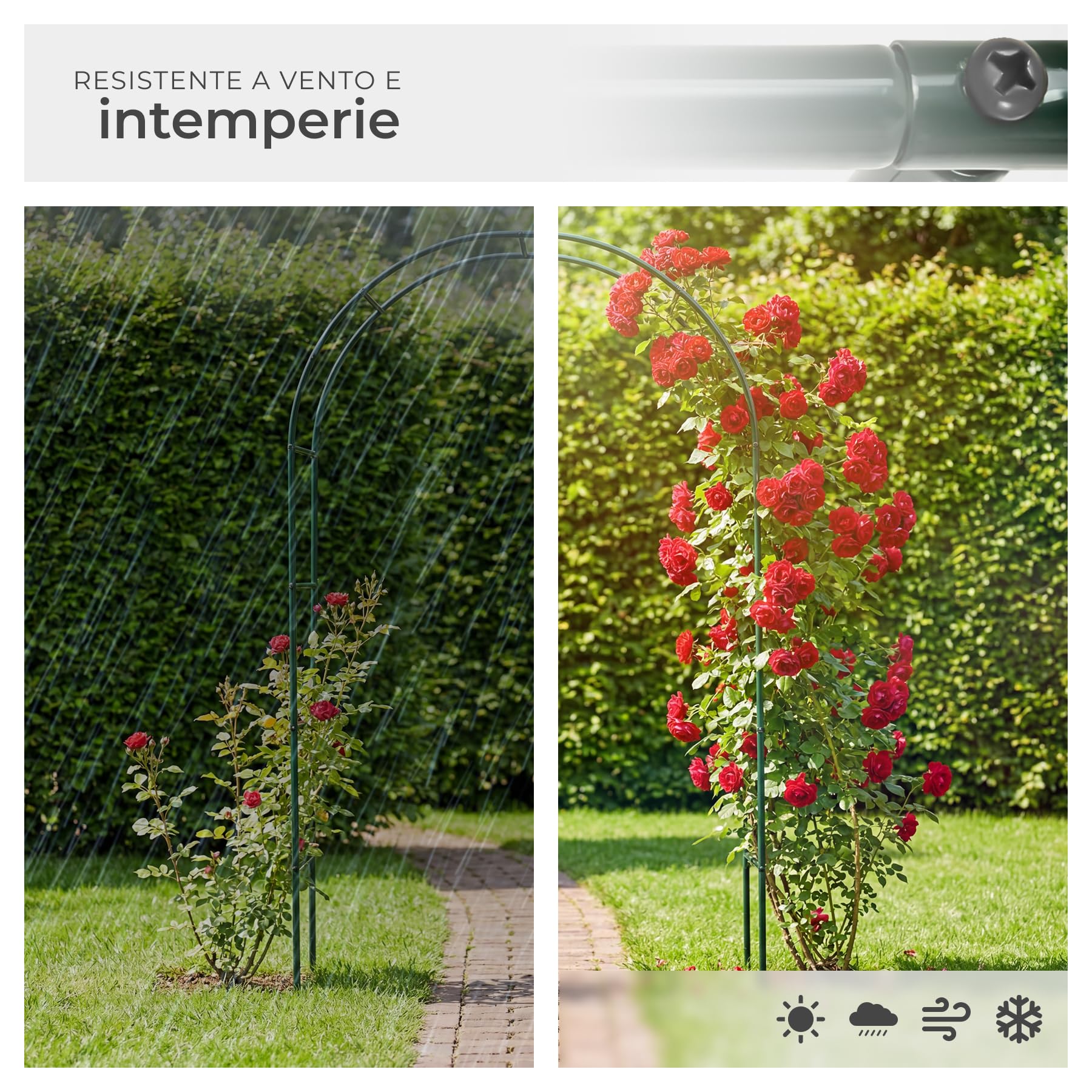 tectake® Set 4 Archi per Rose Rampicanti, Resistente, Acciaio, 240×140 cm