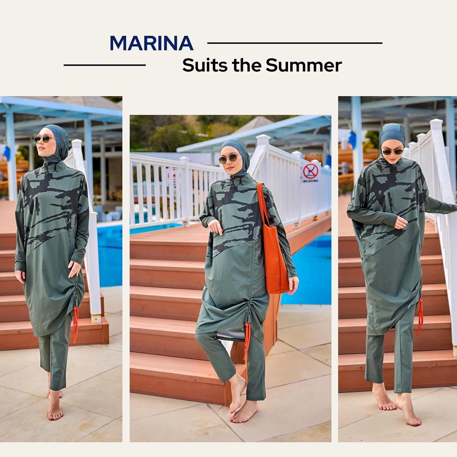 4-Piece Modest Swimsuit for Women | Includes Tunic, Leggings, Swim Cap, and Inner Top Water-Repellent & Quick-Drying Fabric