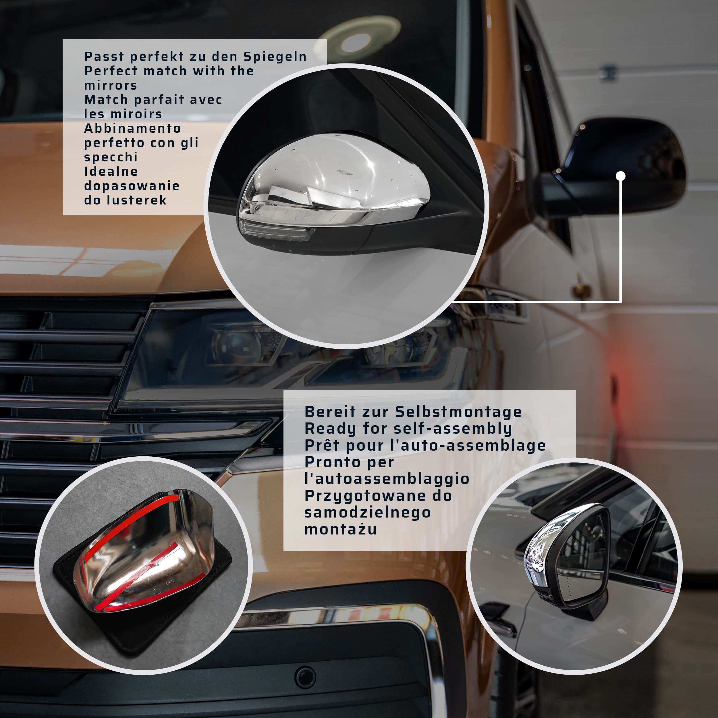 CHROMEMASTER | Nakładki na Lusterka Zewnętrzne | Kompatybilne z VW Tiguan 5N 2007-2016 | Stal nierdzewna; Osłony Lusterek to Niepowtarzalny Wygląd Auta i Ochrona Przed Uszkodzeniem